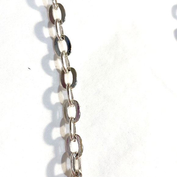 Silver chain fashion necklace collar mod floating blue stone pendants retro chic - Picture 5 of 8